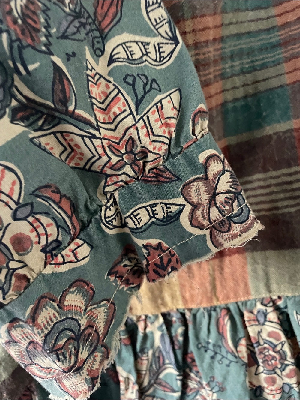 Multicolor Plaid & Paisley Jaded Gypsy Tunic Top L/XL Vintage Stormy Skies - Picture 3 of 5